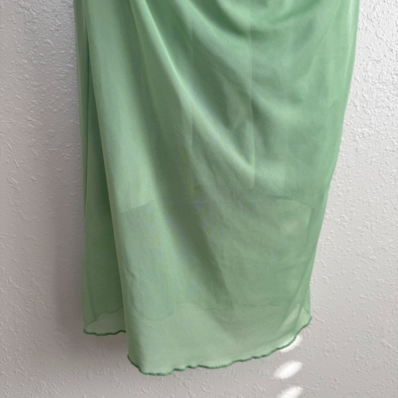 See You Monday green mesh ruched halter maxi bodycon dress M - Picture 4 of 10